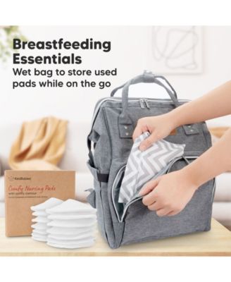 14pk Organic Nursing Pads, Washable Breast Pads + Wash Bag, Reusable Nipple Pads