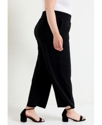 June + Vie Women's June + Vie Cropped Wide-Leg Knit Pants