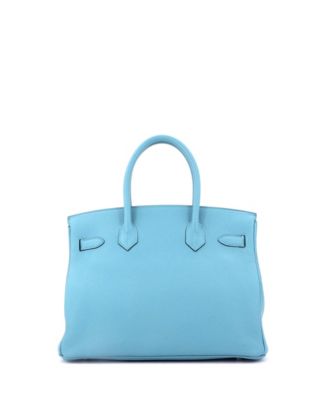 Pre-Owned HERMES Birkin 30 Handbag Blue Togo with Palladium Hardware