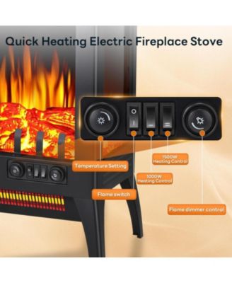 1000W/1500W Metal Freestanding Adjustable Flame Electric Fireplace Stove