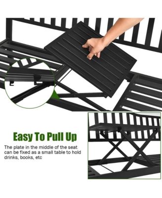 Park Yard Garden Bench Loveseat Outdoor Furniture w/ Foldable Center Table