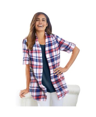 Women's Within Short-Sleeve Button Down Seersucker Shirt