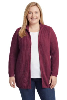 Plus Size Within Zip Front Shaker Cardigan Sweater