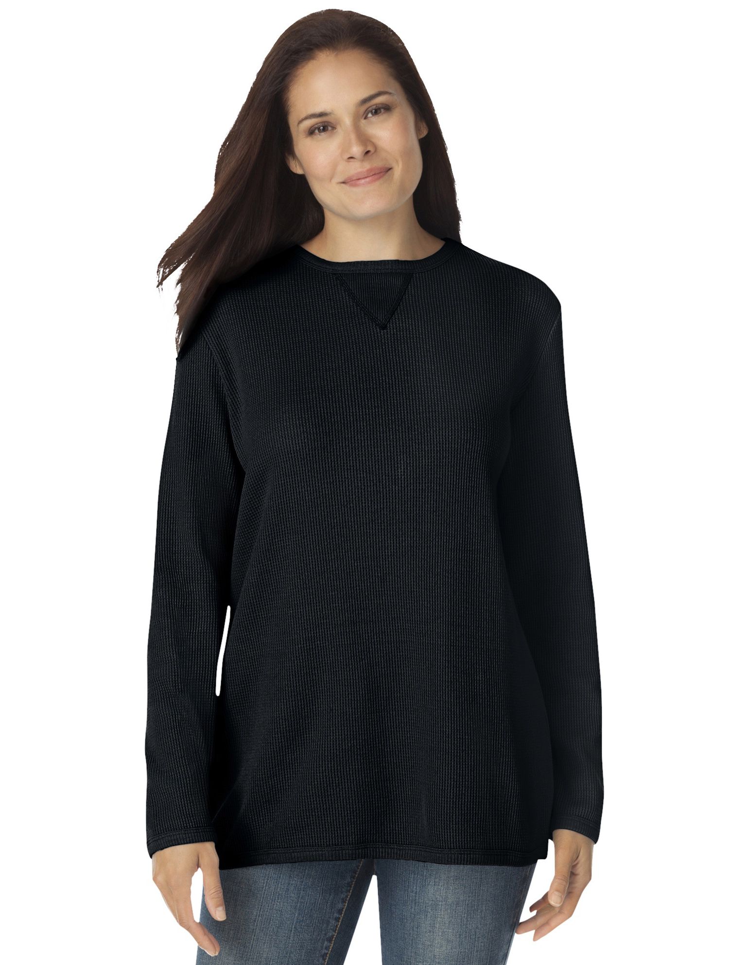 Plus Size Within Long-Sleeve Crewneck Soft Waffle Knit Thermal Shirt