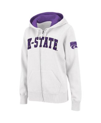 Colosseum - Women's White Kansas State Wildcats Arched Name Full-Zip Hoodie
