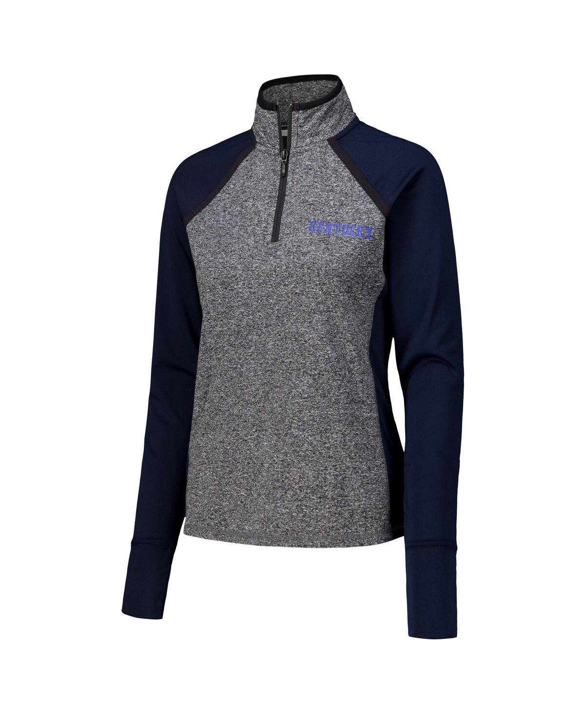 Camp David Women's Navy/heather Gray Kentucky Wildcats Finalist Raglan Quarter-zip Jacket In Gray