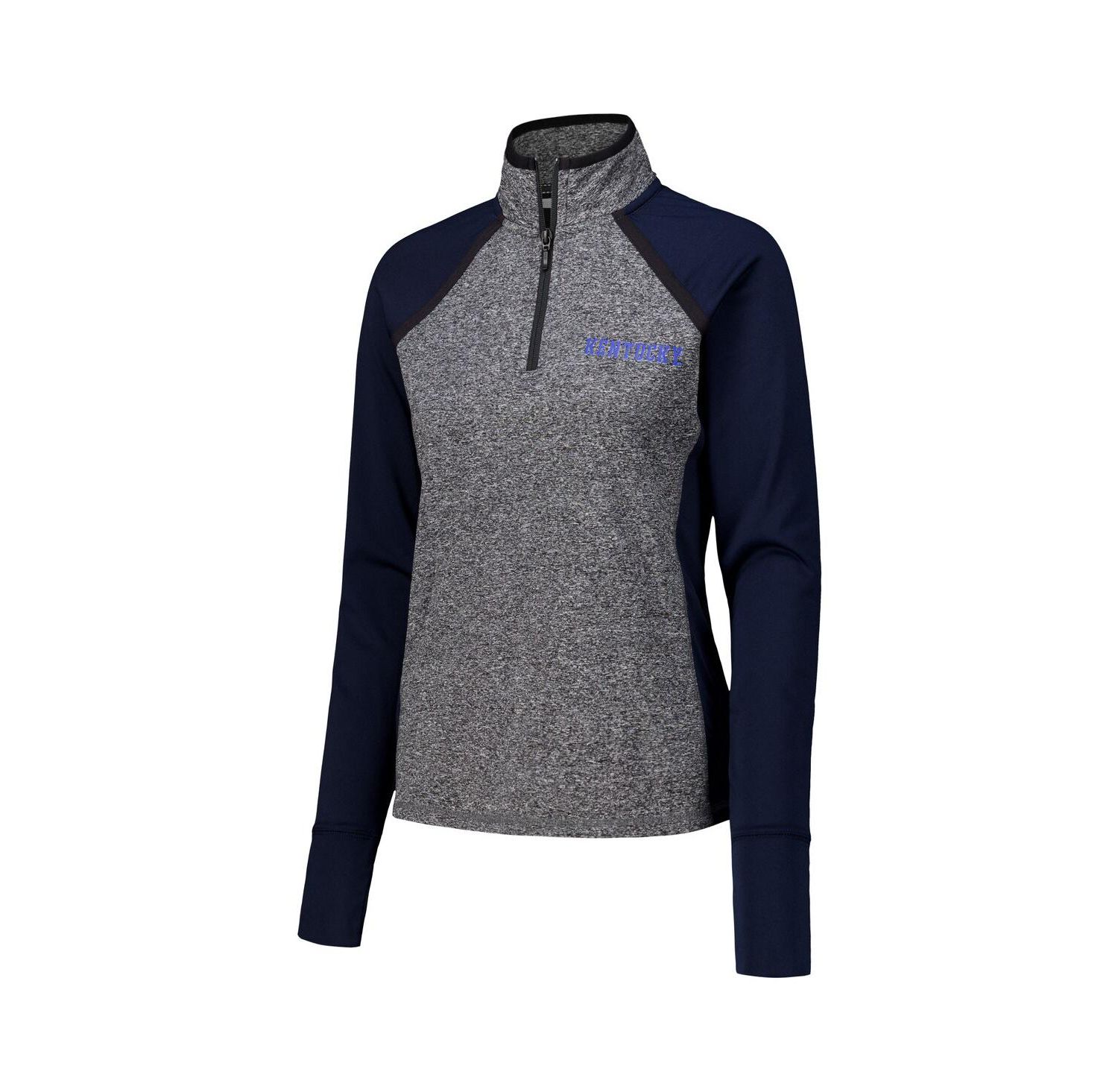 Women's Navy/Heather Gray Kentucky Wildcats Finalist Raglan Quarter-Zip Jacket