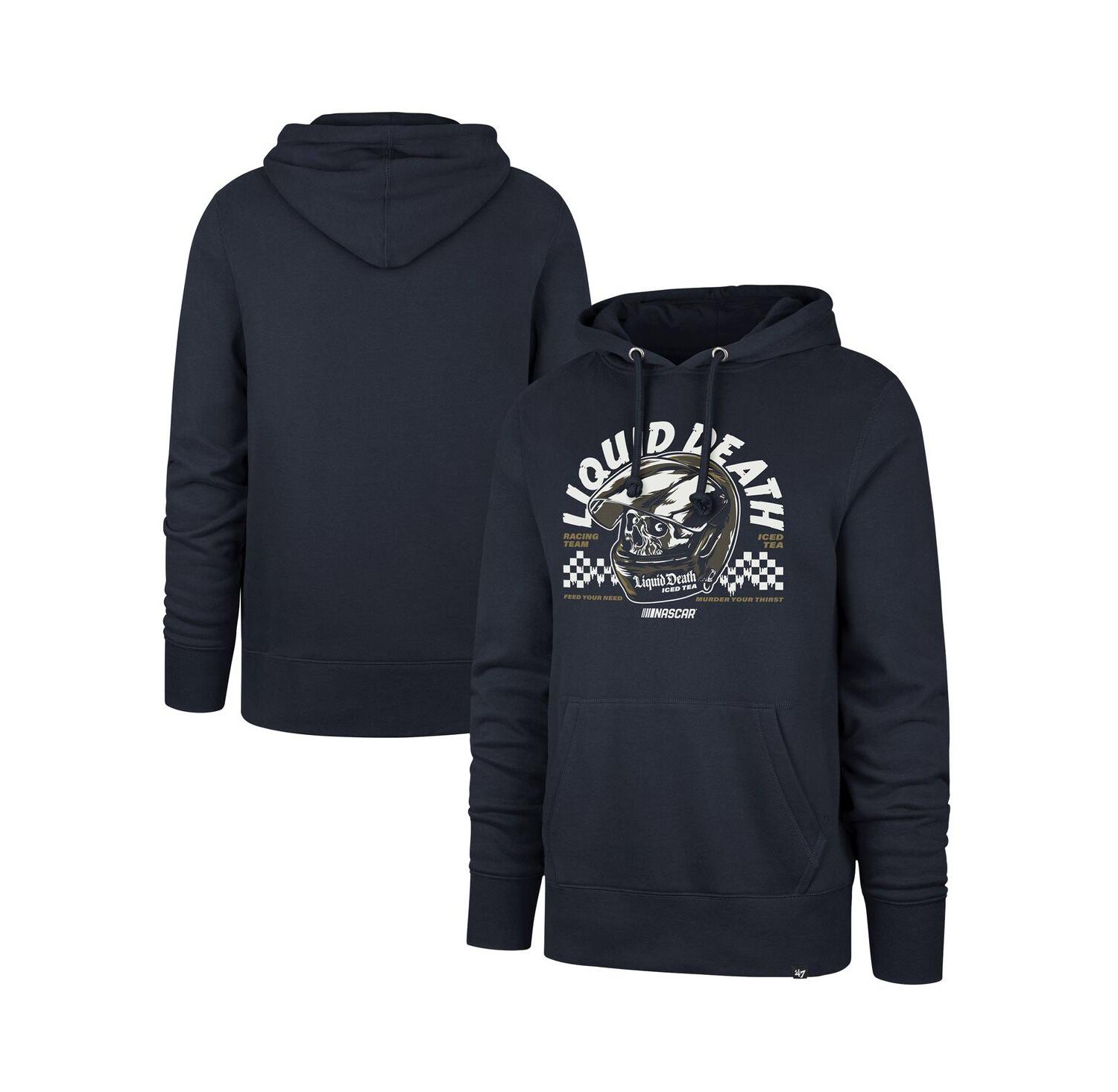 Men's Navy NASCAR Liquid Death Imprint Headline Pullover Hoodie