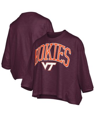 Pressbox - Women's Maroon Virginia Tech Hokies Midi Arch Over Logo Oversized T-Shirt