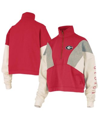Women's Red Georgia Bulldogs Ferrara Color Block Quarter-Zip Sweatshirt