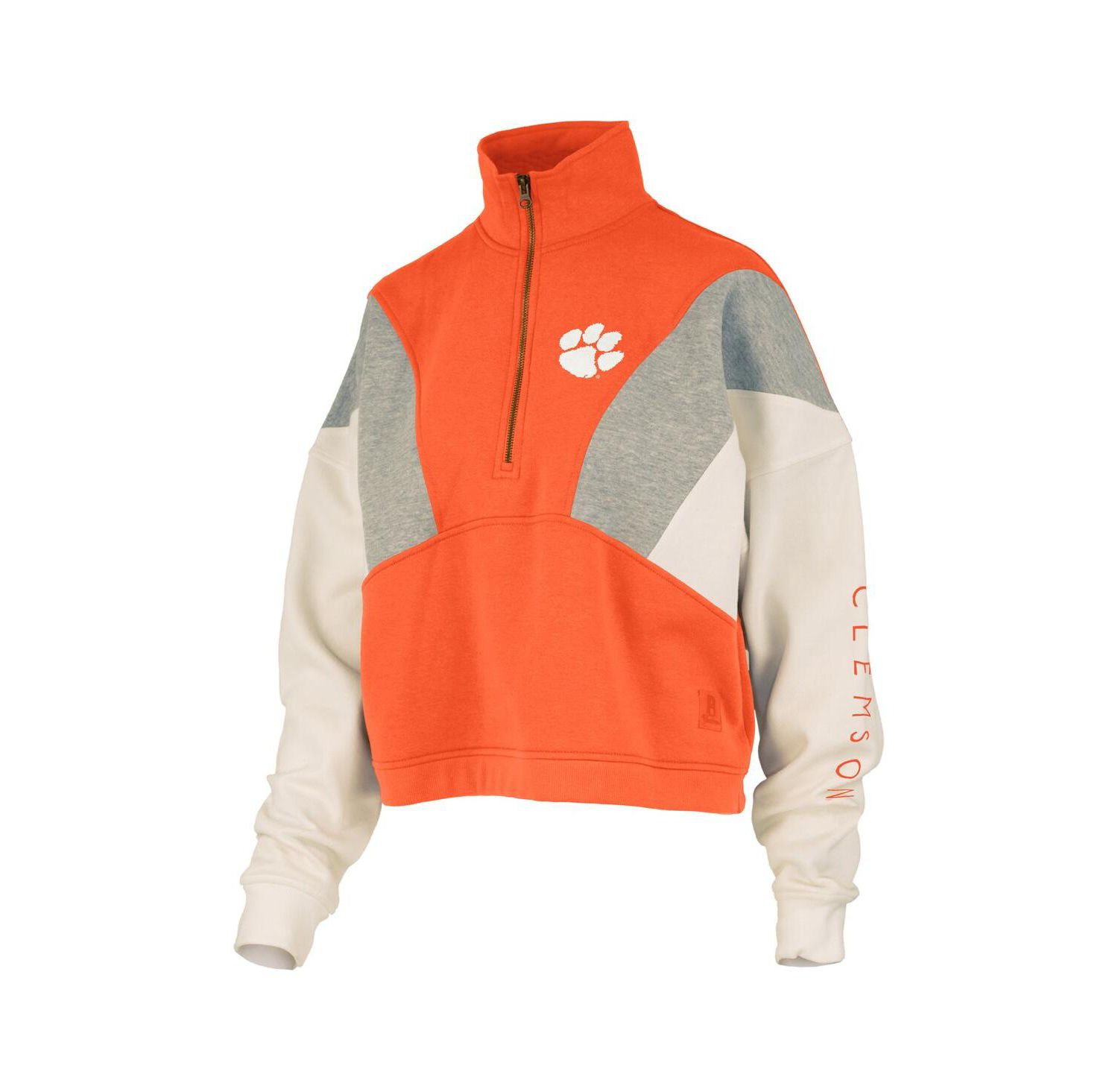 Women's Orange Clemson Tigers Ferrara Color Block Quarter-Zip Sweatshirt