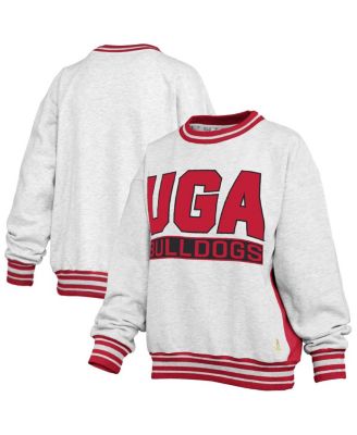 Pressbox - Women's Heather Gray/Red Georgia Bulldogs Endzone Crewneck Sweatshirt