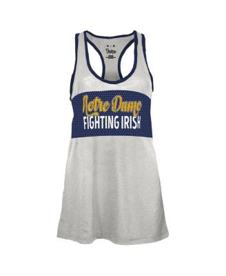 Women's White/Navy Notre Dame Fighting Irish Tracy Racerback Burnout Tank Top