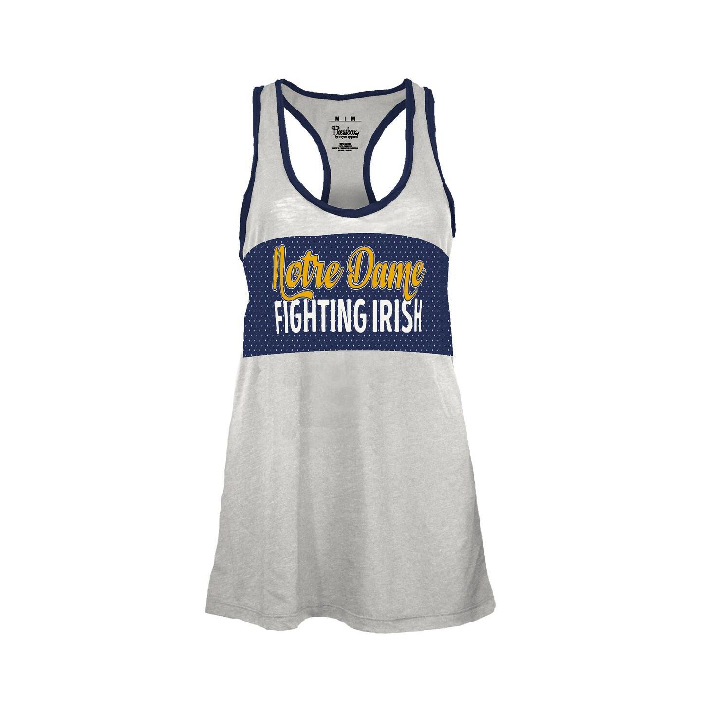 Женский топ Pressbox White/Navy Notre Dame Fighting Irish Tracy Racerback Burnout — фото 3