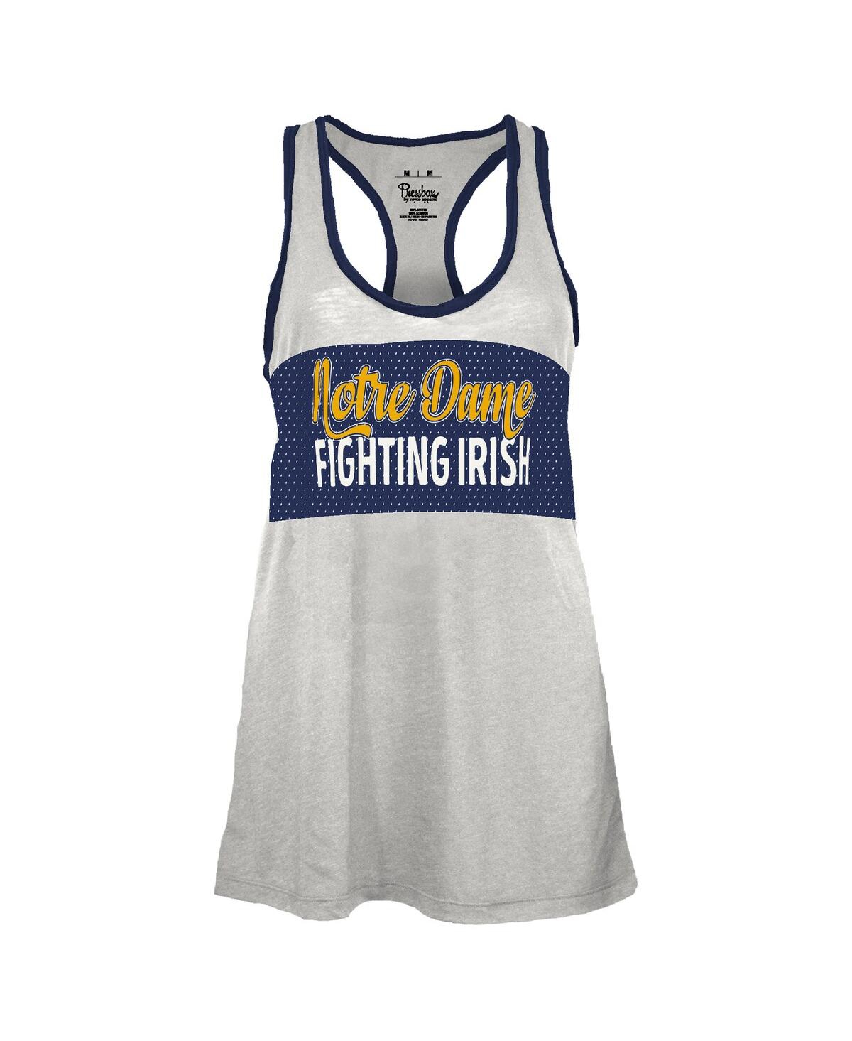 Pressbox Women's White/navy Notre Dame Fighting Irish Tracy Racerback Burnout Tank Top In White
