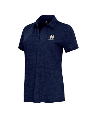 Women's Heather Navy Notre Dame Fighting Irish Layout V-Neck Polo Shirt
