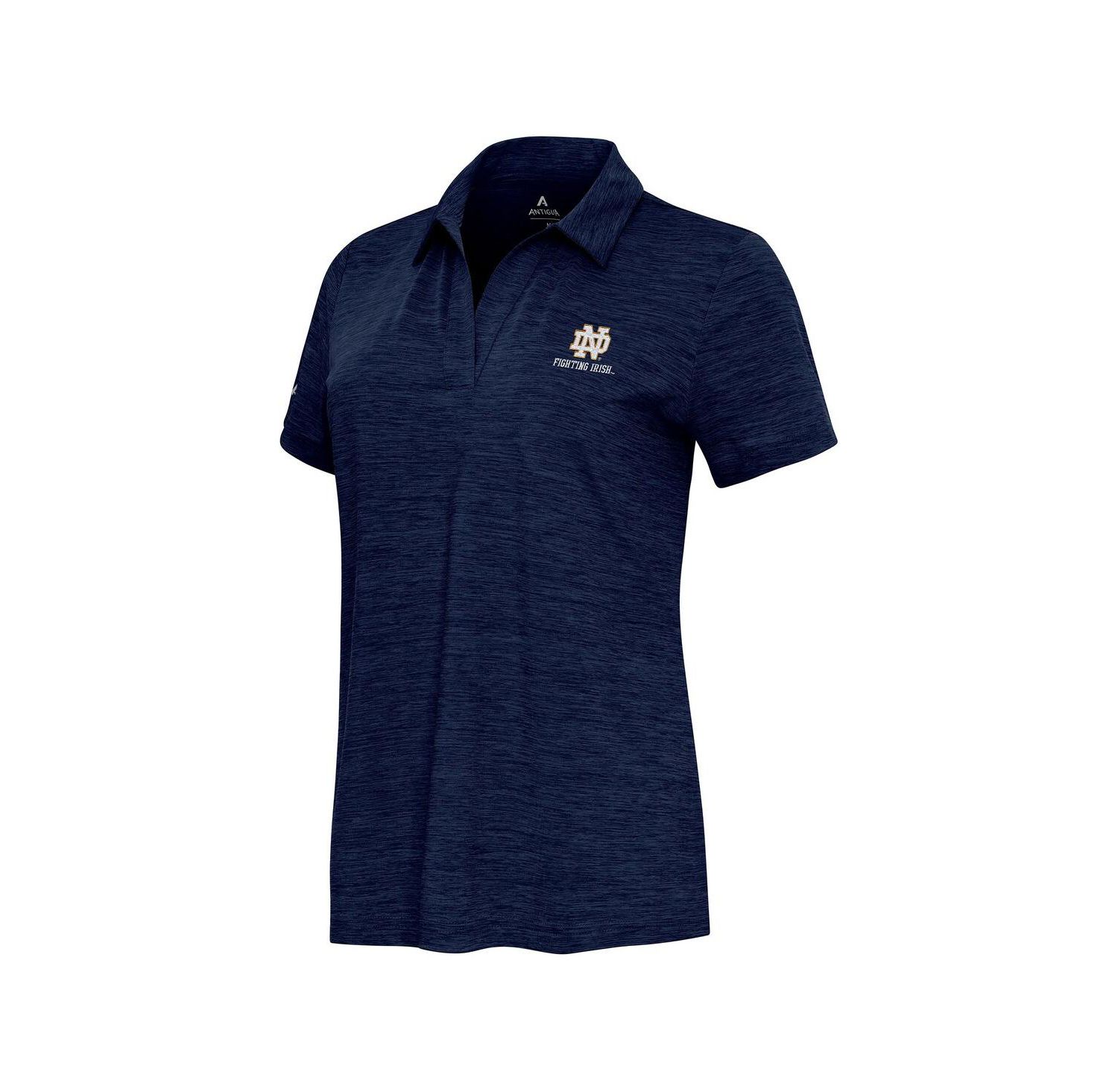 Women's Heather Navy Notre Dame Fighting Irish Layout V-Neck Polo Shirt