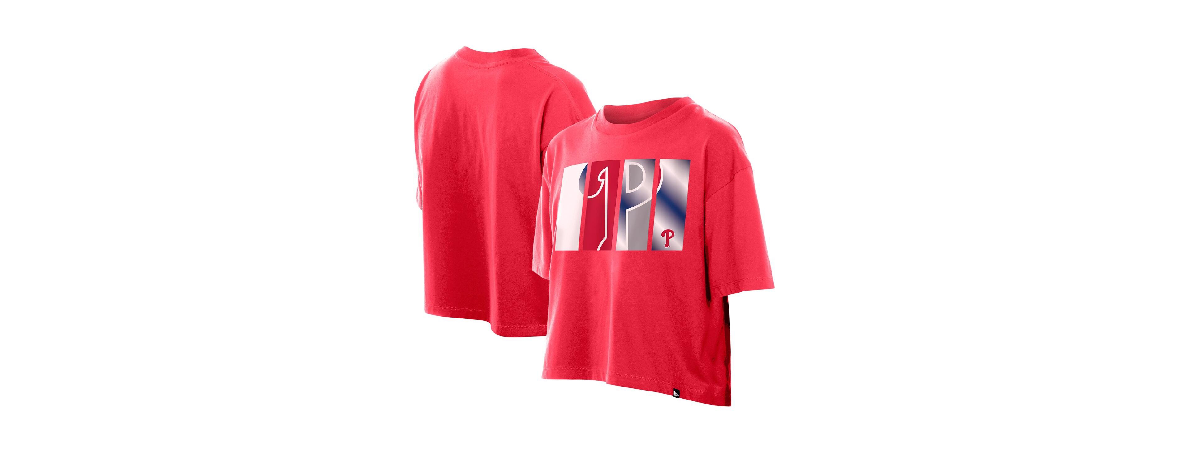 New Era Women's Red Philadelphia Phillies Boxy Foil Logo T-Shirt