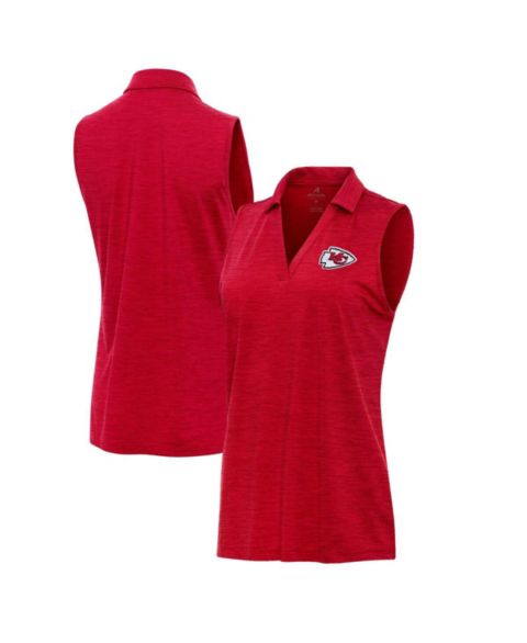 Женское поло Antigua Heather Red Kansas City Chiefs Layout Sleeveless V-Neck Polo
