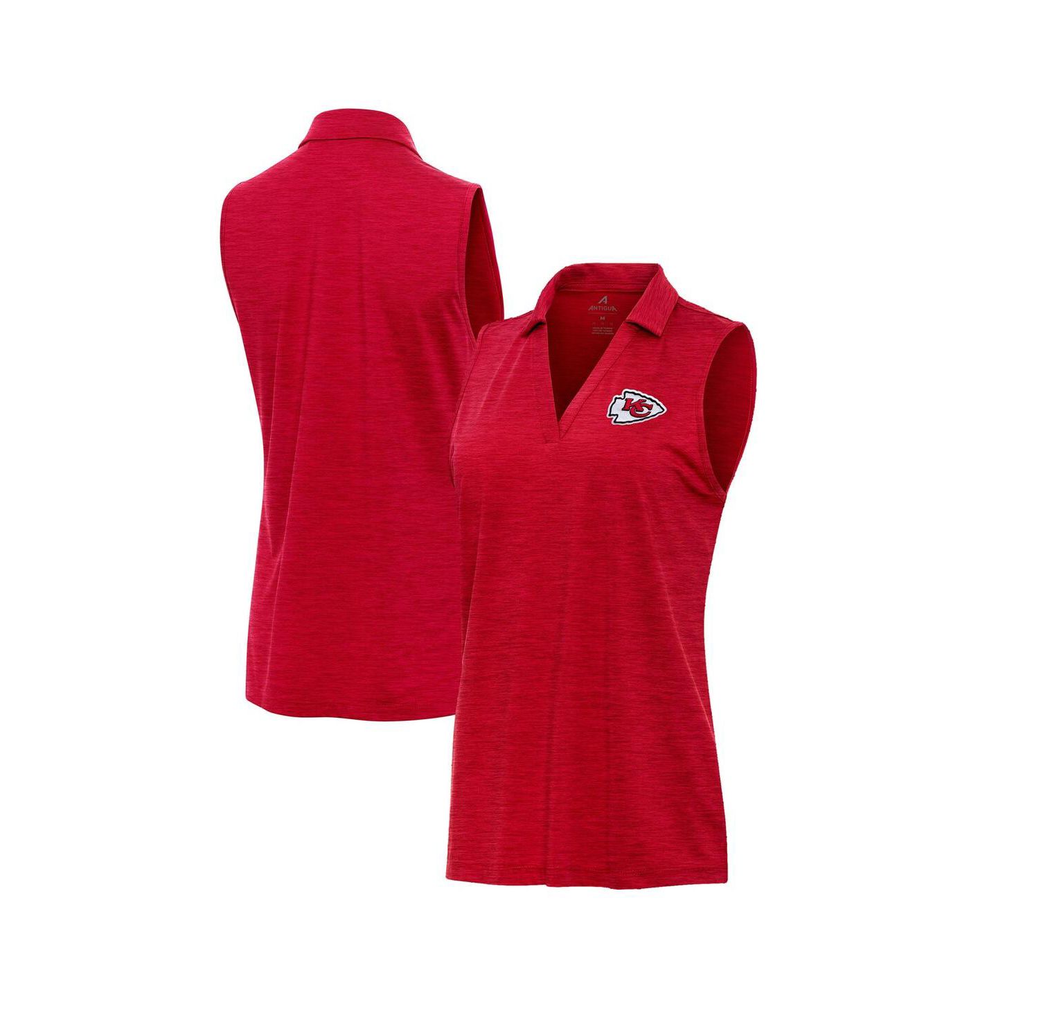 Women's Heather Red Kansas City Chiefs Layout Sleeveless V-Neck Polo Shirt