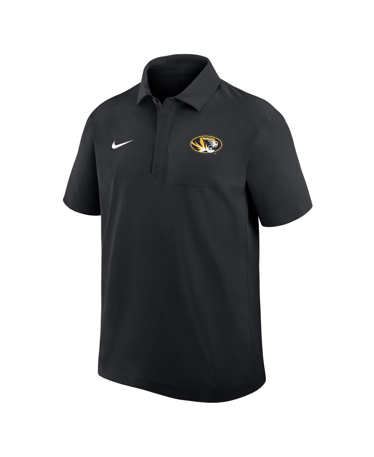 Nike Men's Black Missouri Tigers Woven Dri-fit Polo Shirt In Black