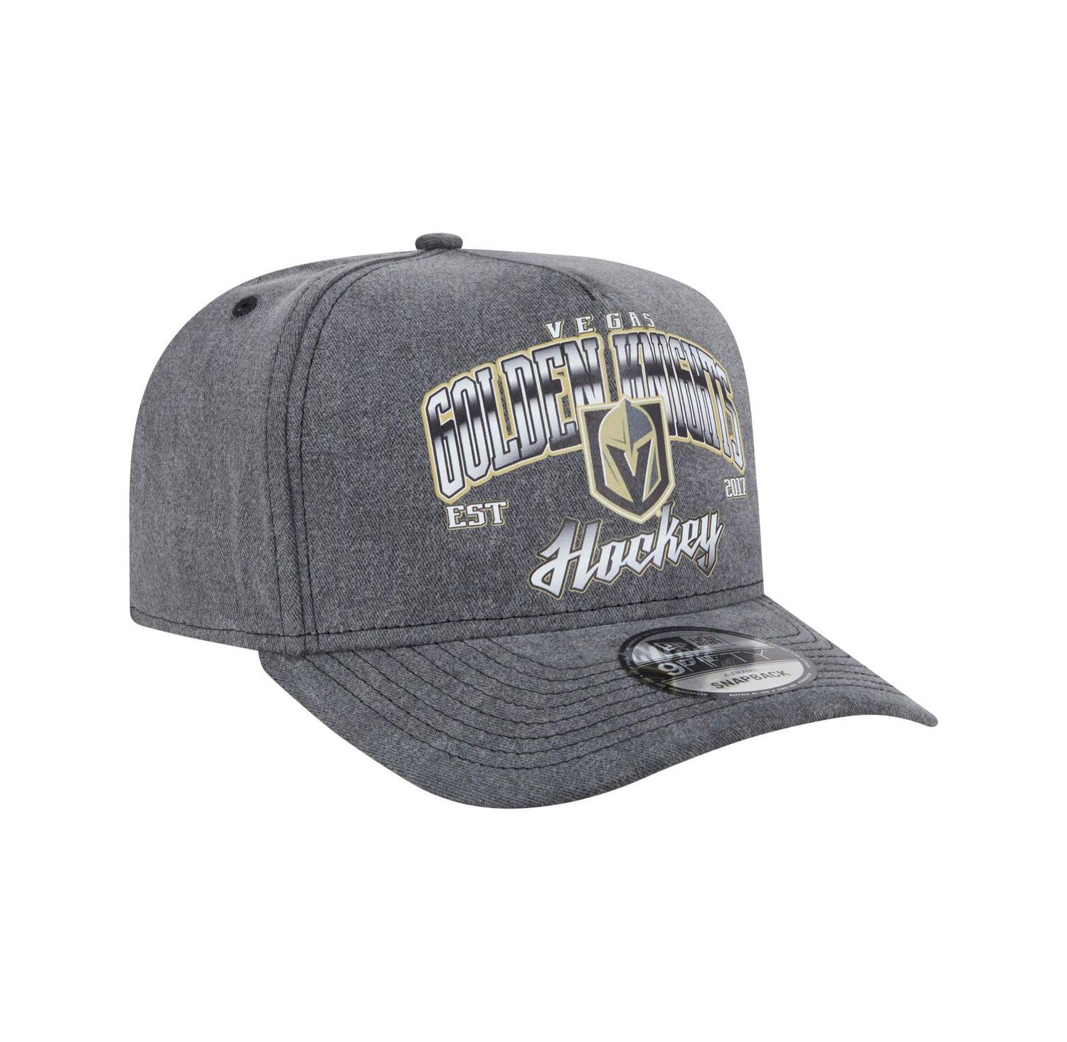 Men's Charcoal Vegas Golden Knights Throwback Washed A-Frame Pre-Curved 9FIFTY Snapback Hat