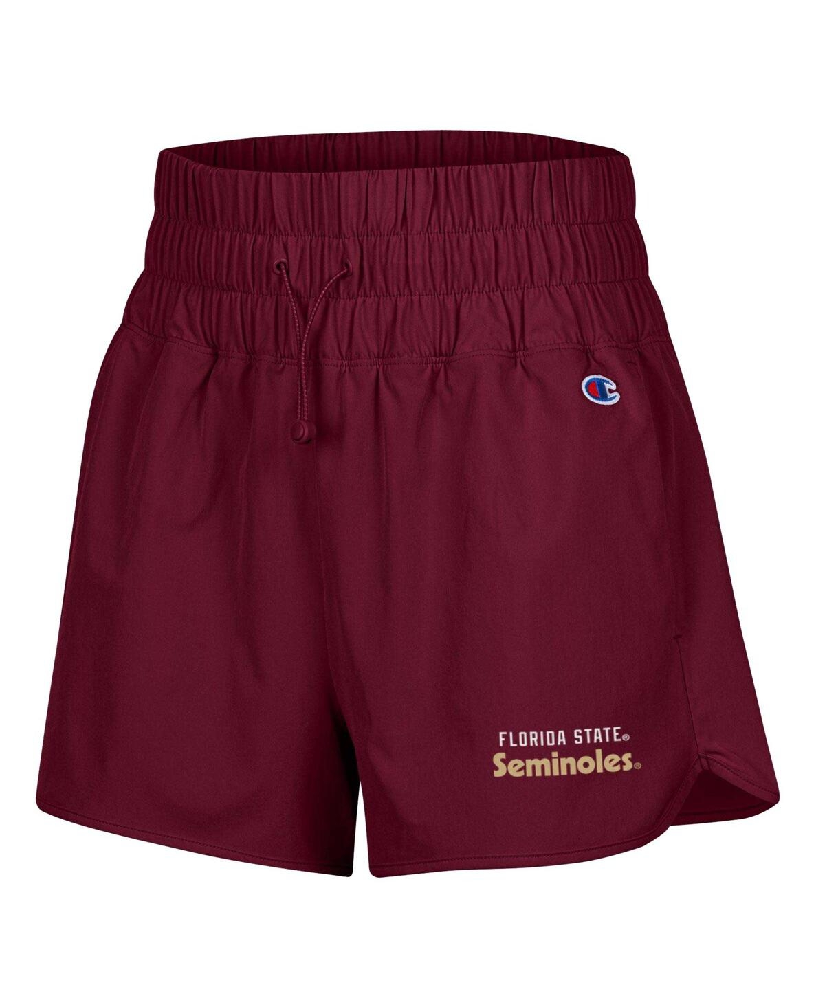 Champion Women's Garnet Florida State Seminoles Tailgate Her Woven Shorts In Red