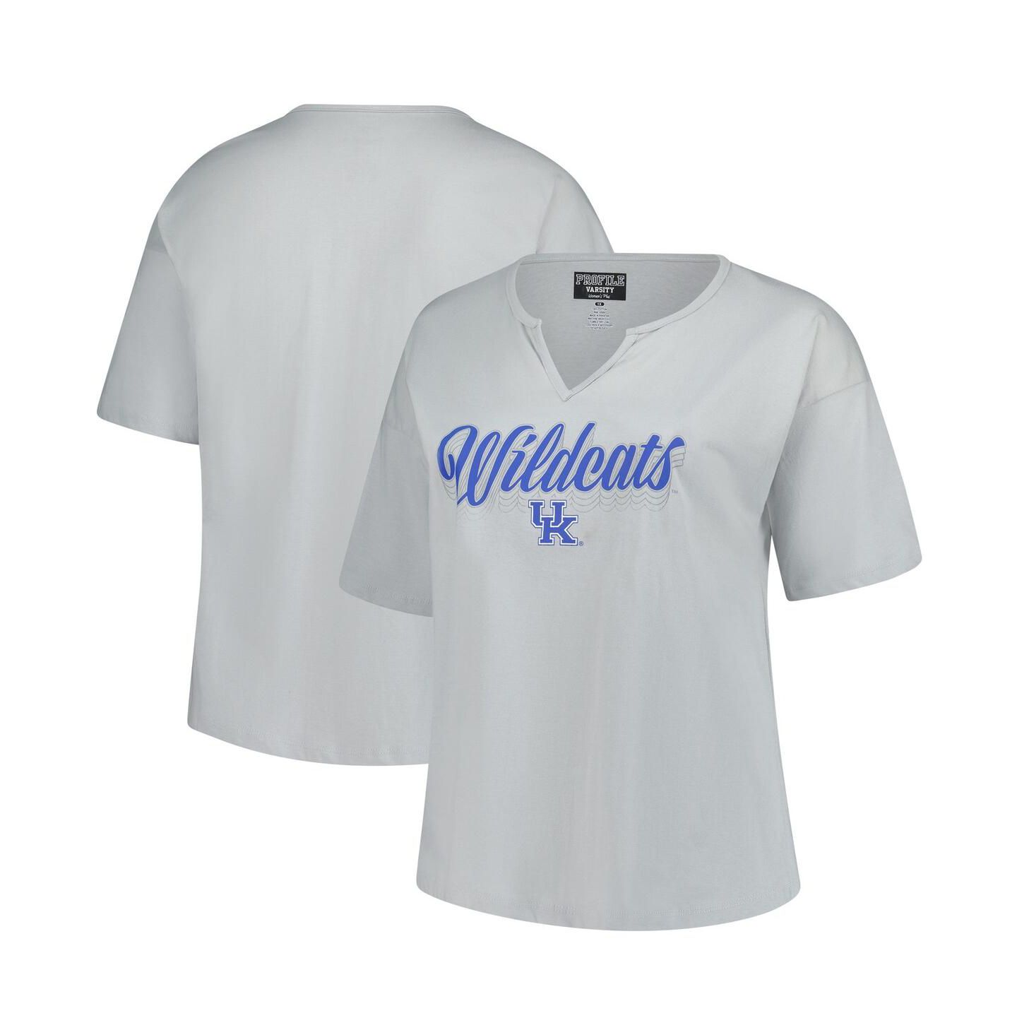 Женская футболка Fanatics Gray Kentucky Wildcats Plus Size Winning Gear Notch Neck — фото 1