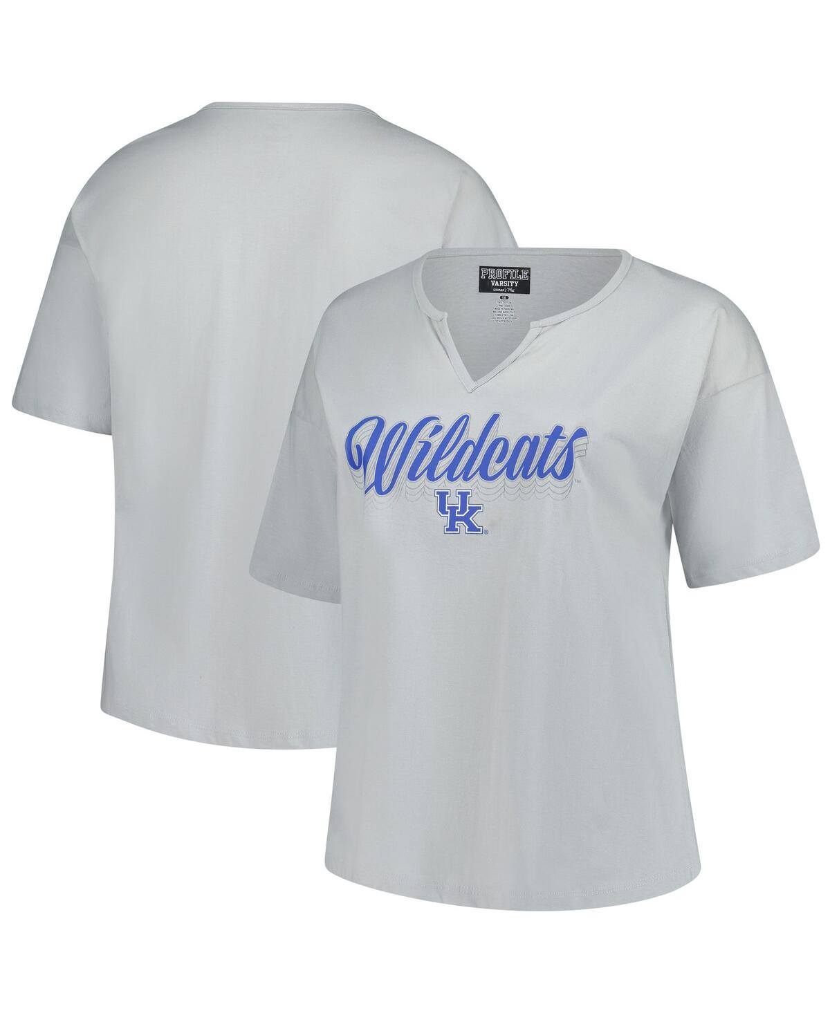 Fanatics Women's Gray Kentucky Wildcats Plus Size Winning Gear Notch Neck T-shirt In Multi