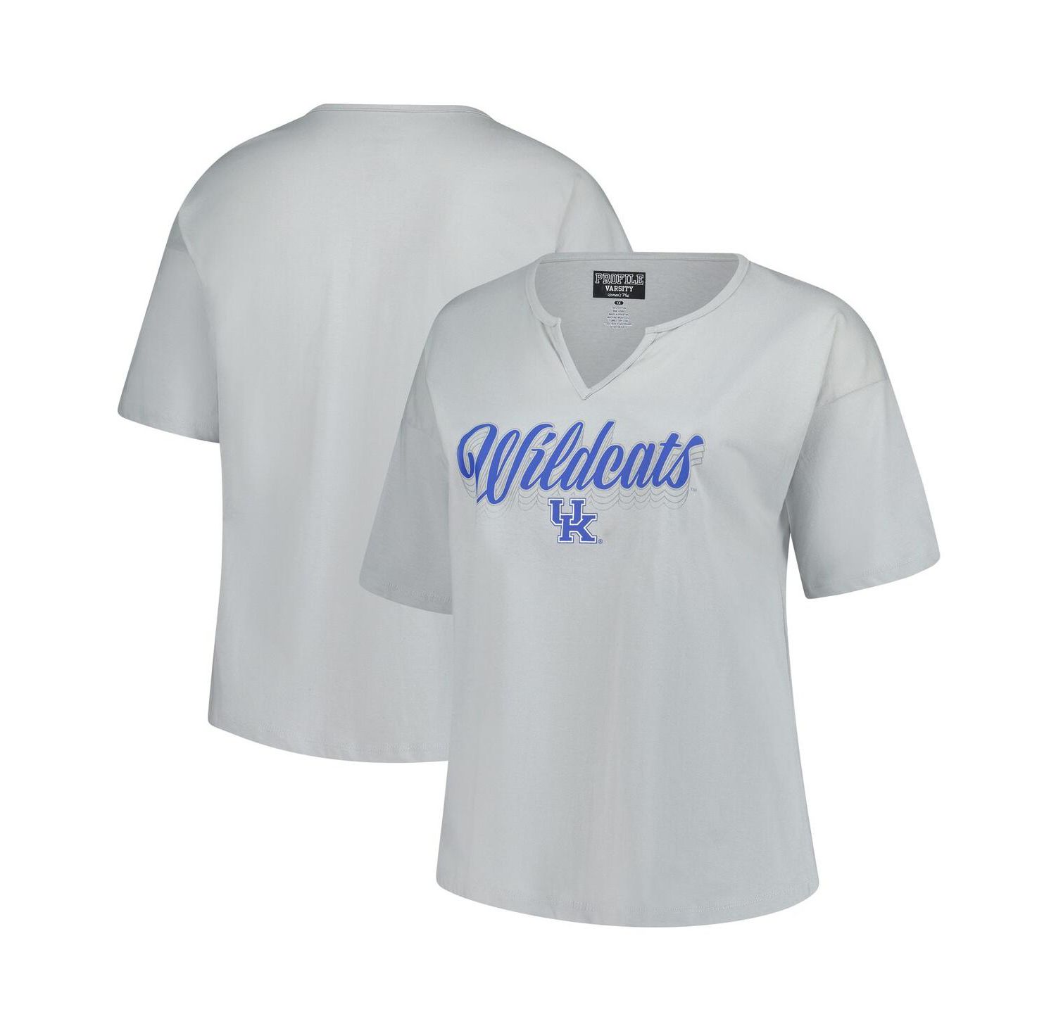 Women's Gray Kentucky Wildcats Plus Size Winning Gear Notch Neck T-Shirt