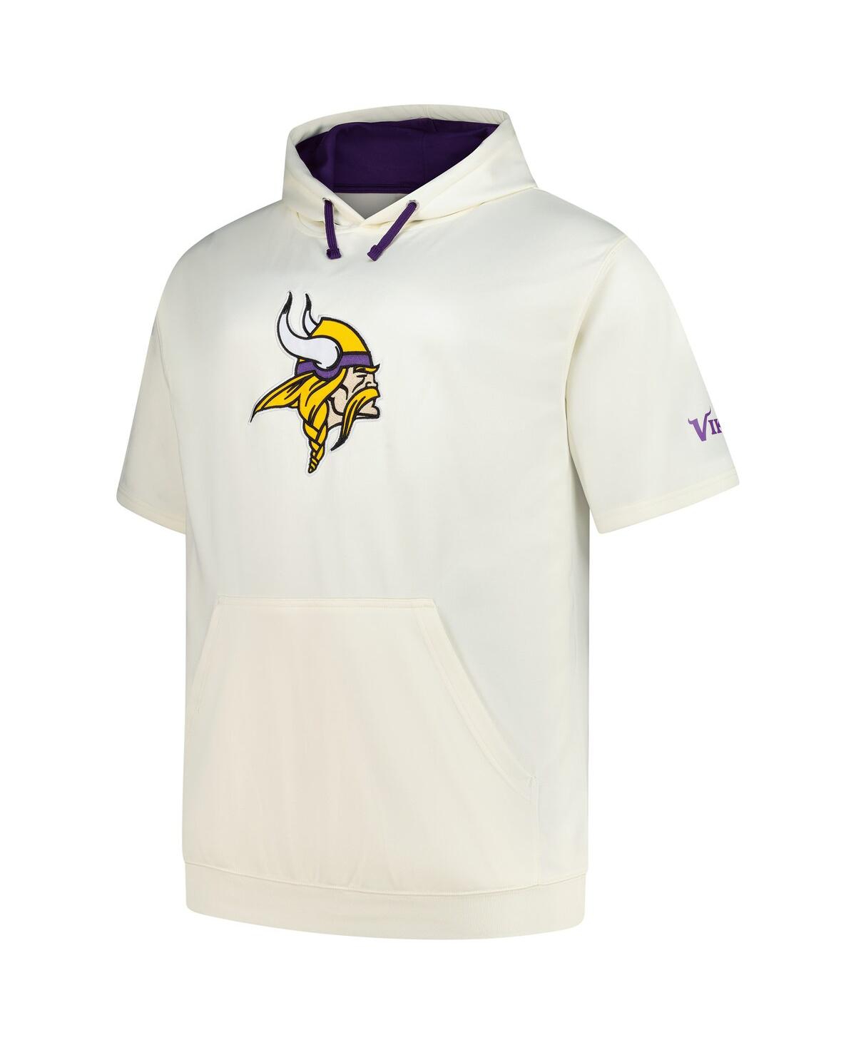 Profile Men's Oatmeal Minnesota Vikings Big Tall Chest Print And Logo Short Sleeve Pullover Hoodie In Animal Print