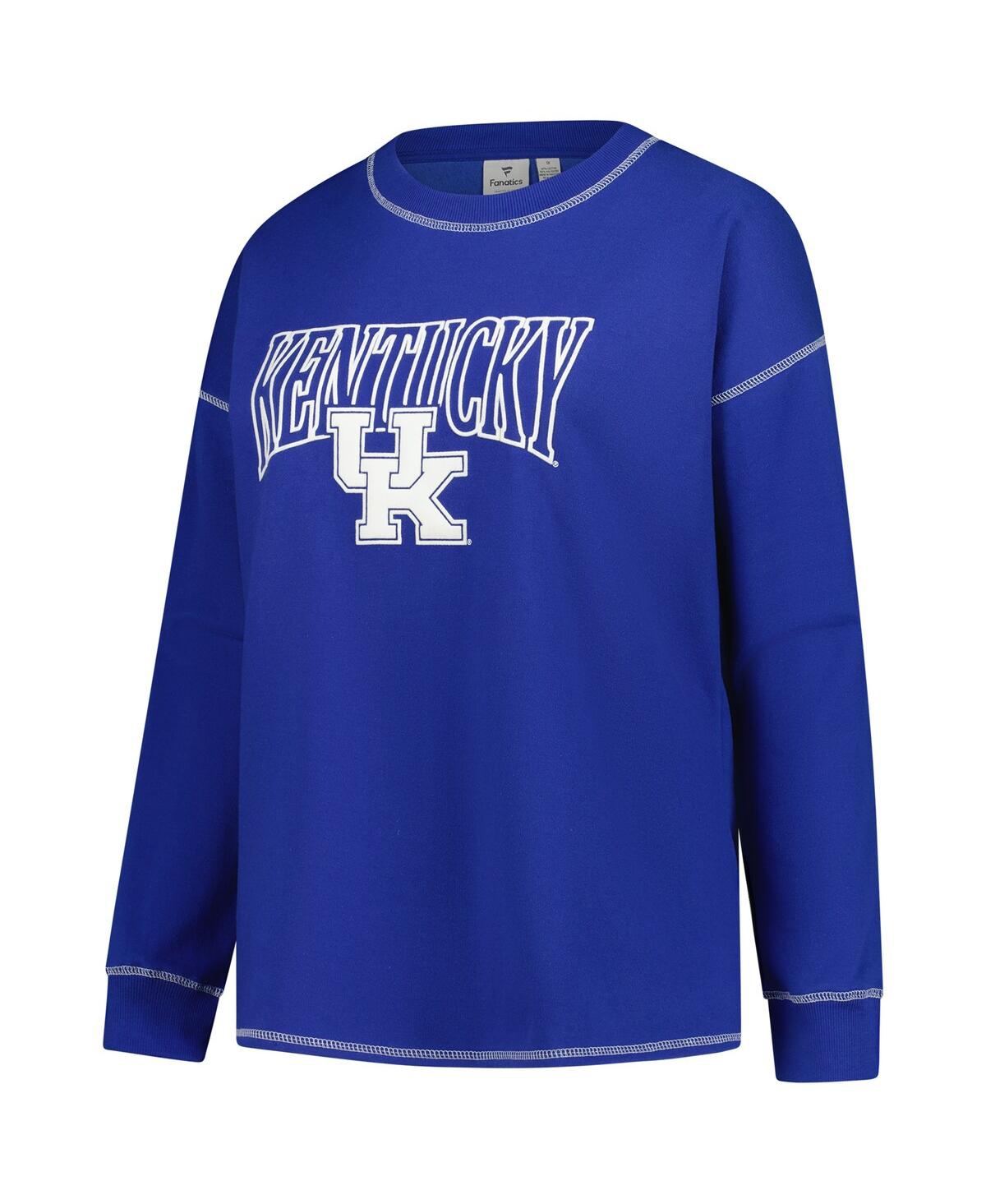 Fanatics Women's Royal Kentucky Wildcats Plus Size Contrast Stitch Sweatshirt In Blue