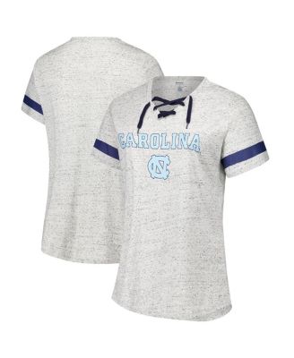 Fanatics - Women's Heather Gray North Carolina Tar Heels Plus Size Lace-Up V-Neck T-Shirt