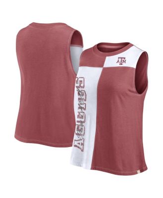 Fanatics - Women's Maroon/White Texas A M Aggies Color block High Neck Tank Top