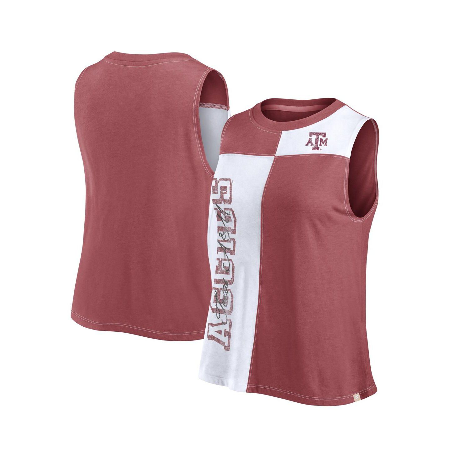 Женский топ Fanatics Maroon/White Texas A&M Aggies Color block High Neck — фото 1