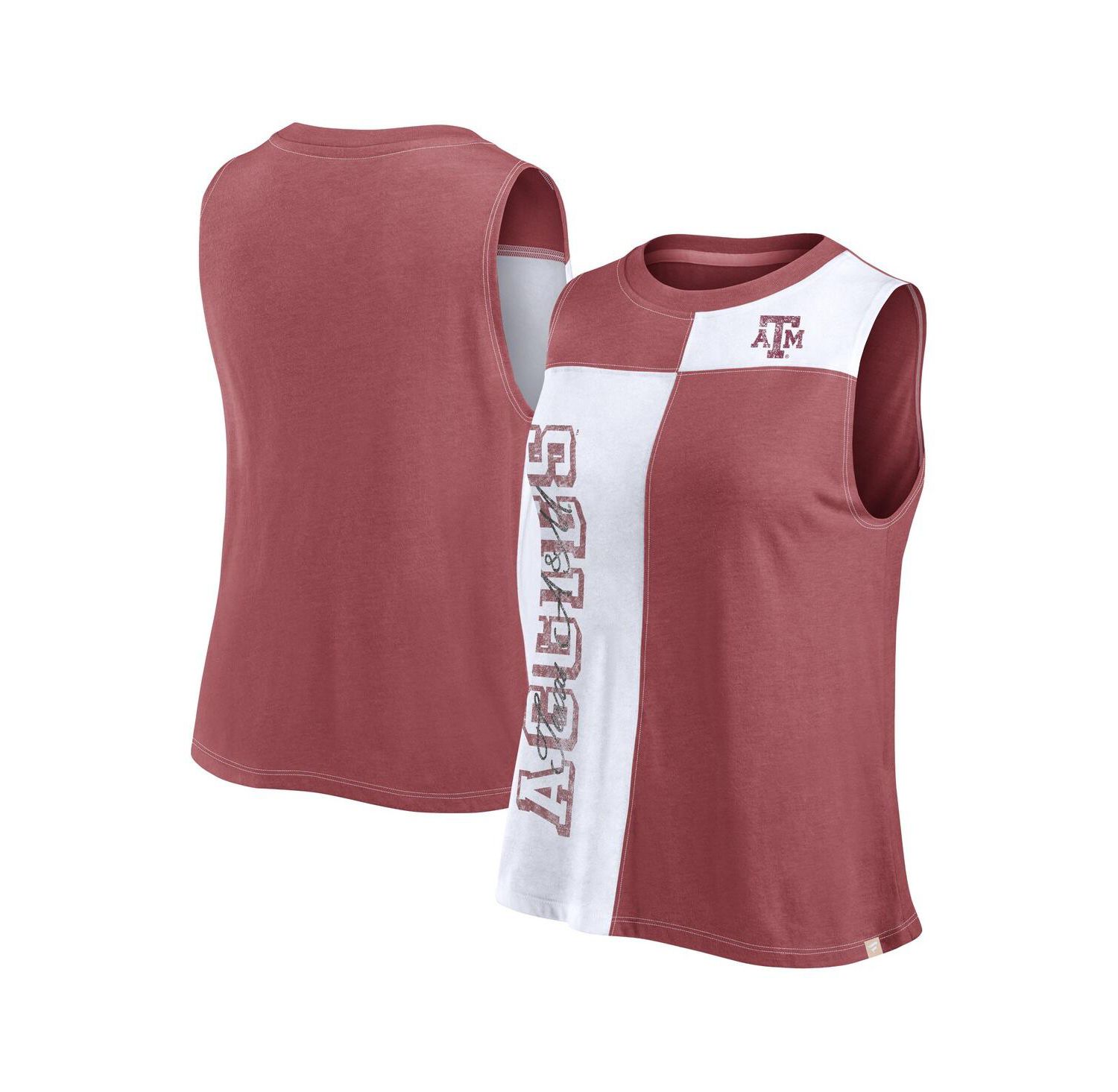Women's Maroon/White Texas A&M Aggies Color block High Neck Tank Top