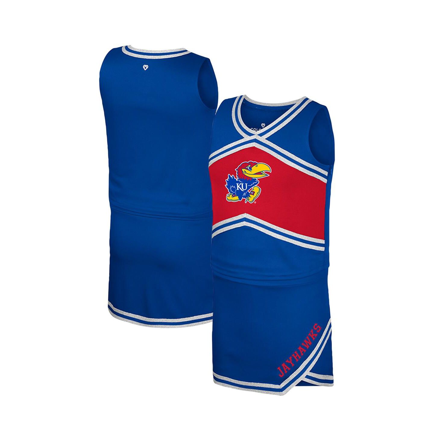 Детский комплект Colosseum Big Girls 2-Piece Royal Kansas Jayhawks Cheerleader Top and Skirt Set — фото 1