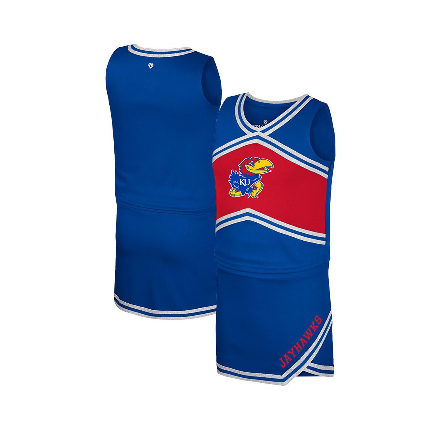 Big Girls 2-Piece Royal Kansas Jayhawks Cheerleader Top and Skirt Set