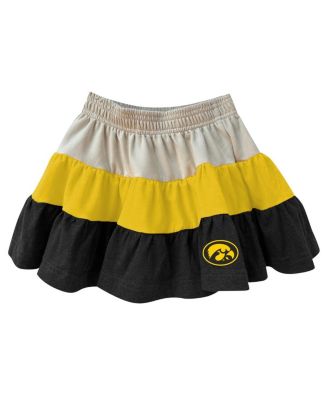 Girls Toddler 2-Piece Tan Iowa Hawkeyes Tri-Blend Sleeveless Full-Zip Hoodie and Tiered Skirt Set