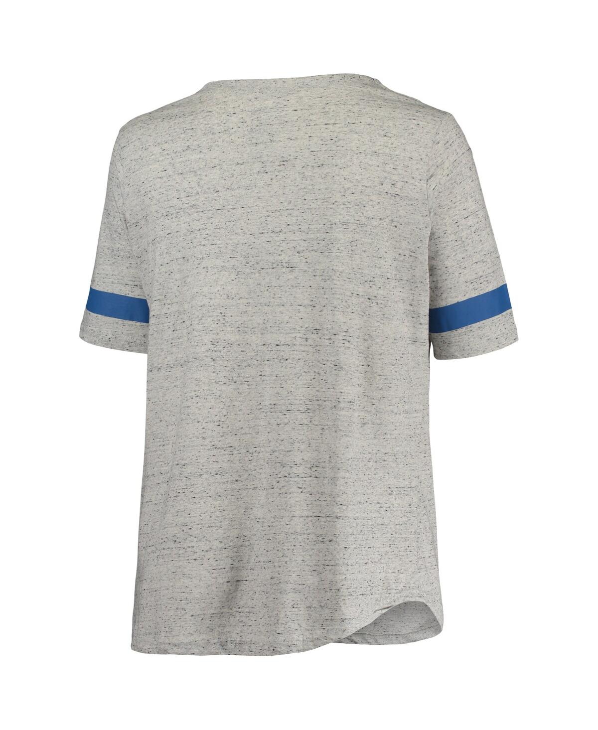 Profile Women's Heathered Gray/royal Kentucky Wildcats Plus Size Lace-up V-neck T-shirt In Gray
