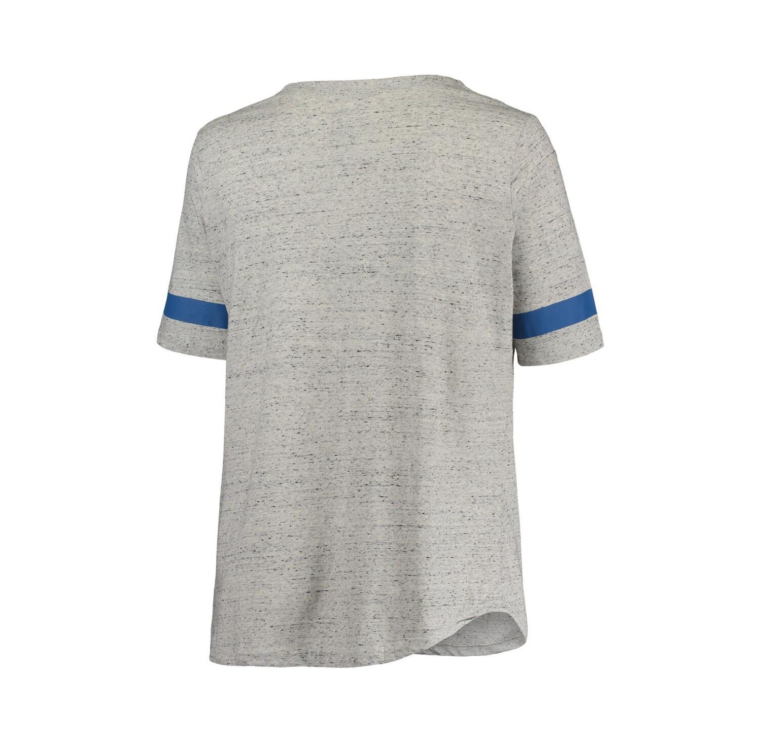 Women's Heathered Gray/Royal Kentucky Wildcats Plus Size Lace-Up V-Neck T-Shirt