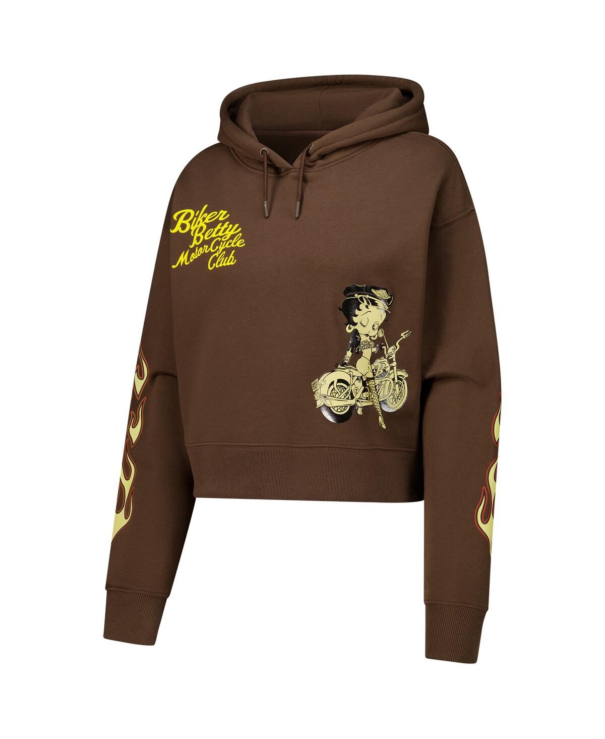 Freeze Max Women's Brown Betty Boop Cropped Pullover Hoodie In Brown