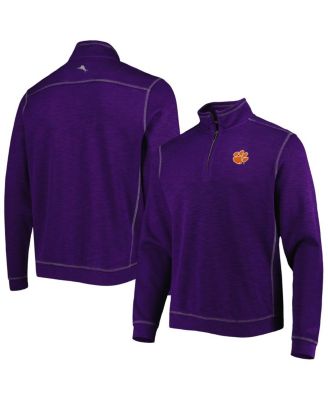 Tommy Bahama - Men's Purple Clemson Tigers Sport Tobago Bay Tri-Blend Mock Neck Half-Zip Jacket