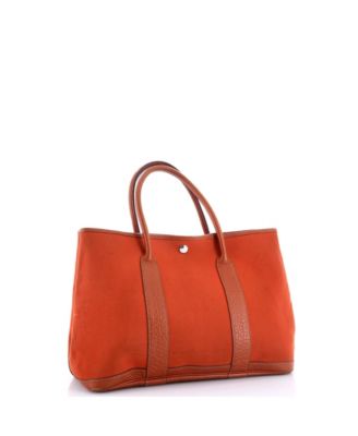 Pre-Owned HERMES 36 Garden Party Tote Toile and Leather