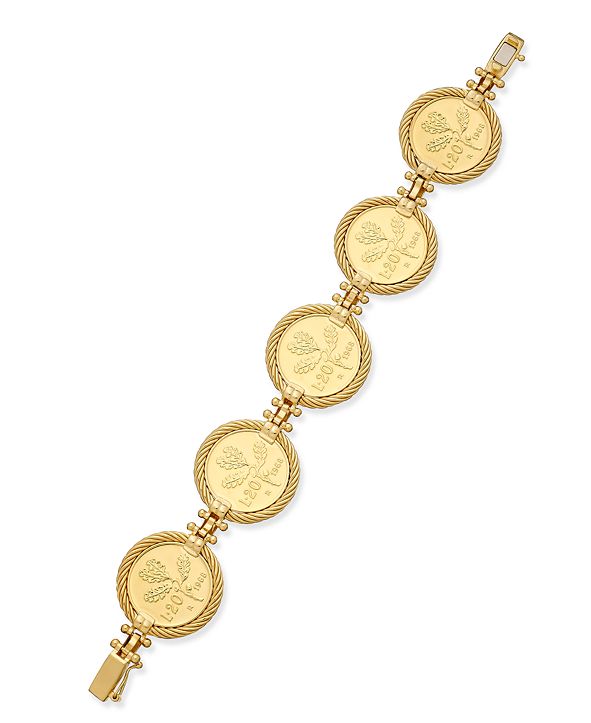 Macy's vermeil bracelet lira coins charm bracelet clearance