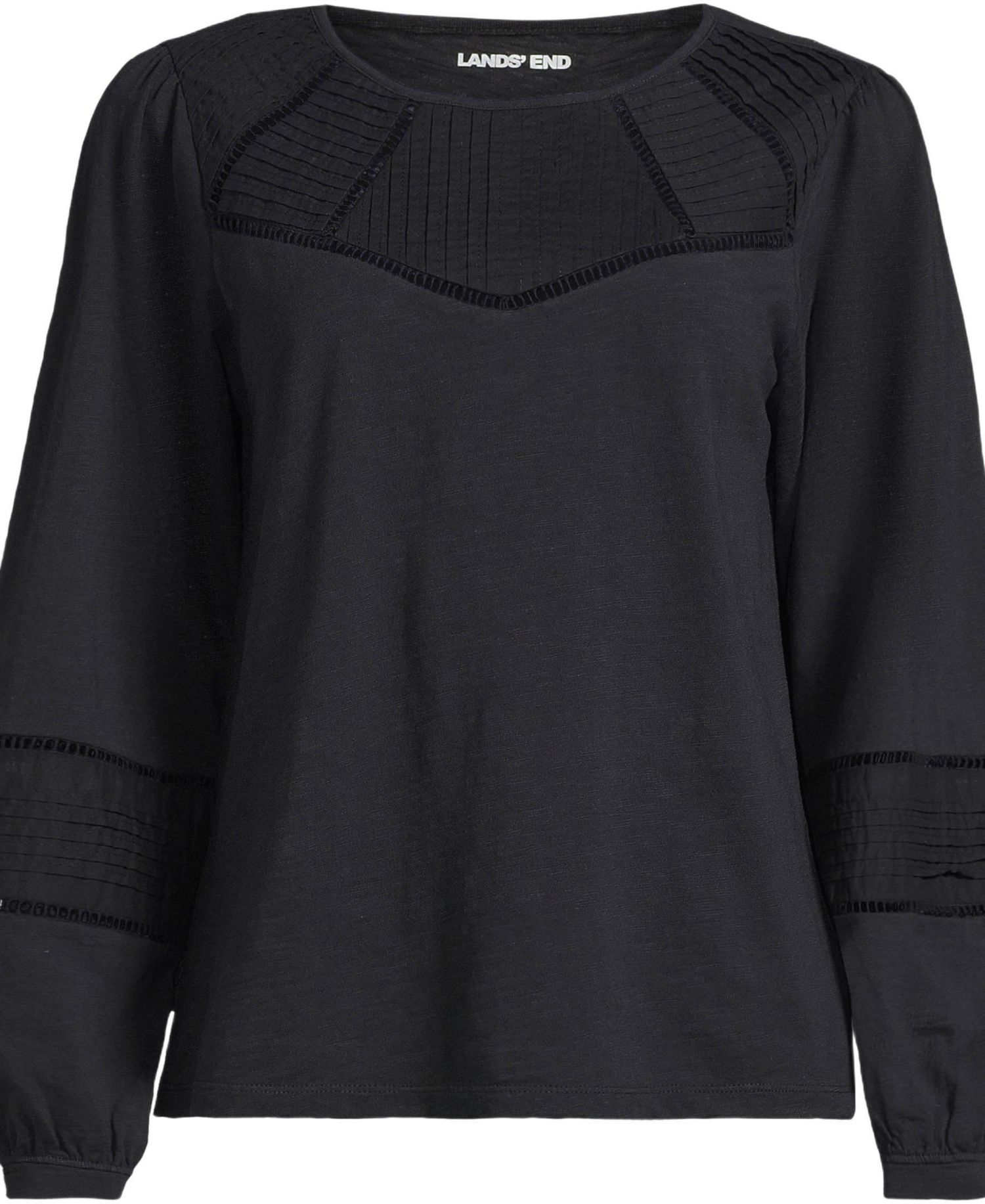 Women's Plus Size Long Sleeve Slub Pintuck Top