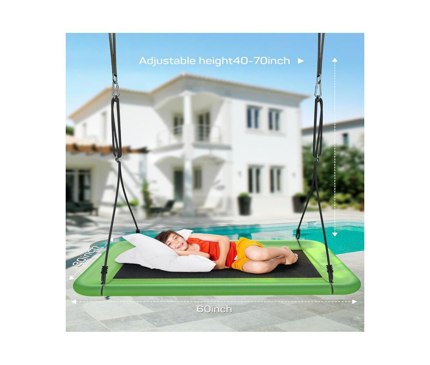 Детская игрушка Gyroor Tree Swing for Kids and Adults, 60" Waterproof Rectangle Platform Swing, 700lbs Heavy Duty with Adjustable Straps — фото 4