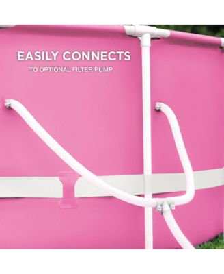 28290EH 8ft x 30in Round Metal Frame Above Ground Swimming Pool, Pink