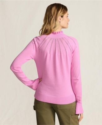 Women's Cotton Pointelle Turtleneck Sweater