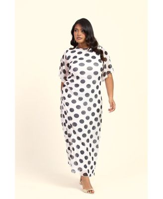 Women's Large Polka Dot Ruched Side Maxi Dress